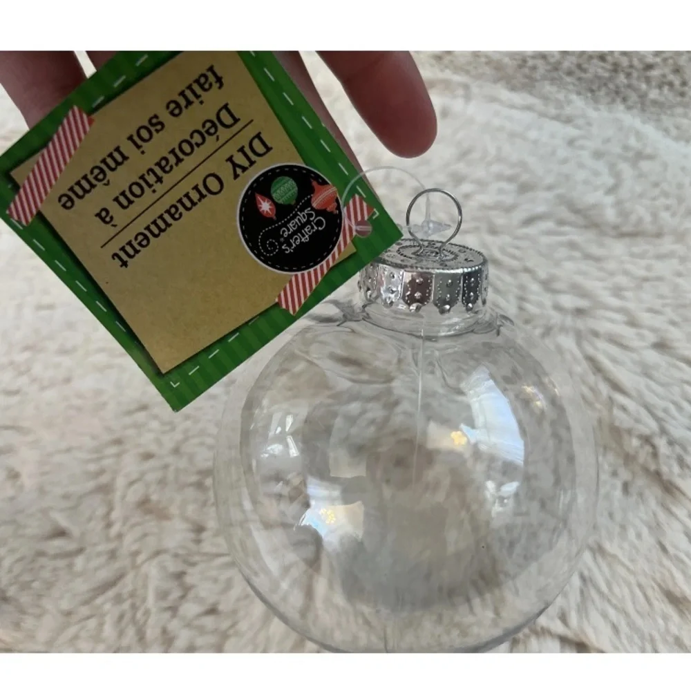 Christmas DIY Clear Fillable Paintable Plastic Ornament 5” Qty 2 Artminds New